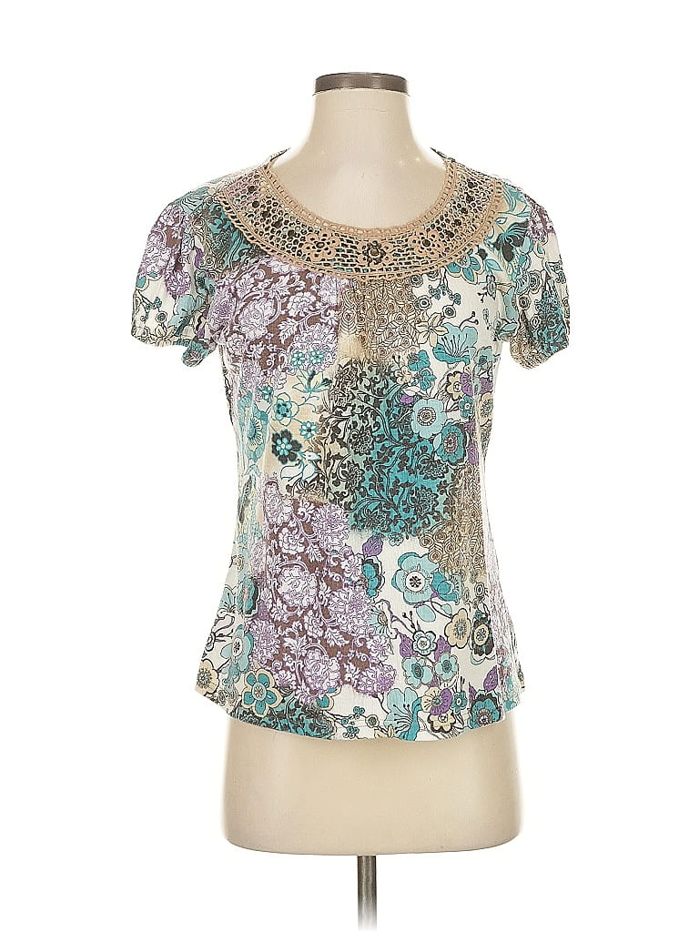 Pre-owned Christopher & Banks Short Sleeve Blouse In Blue