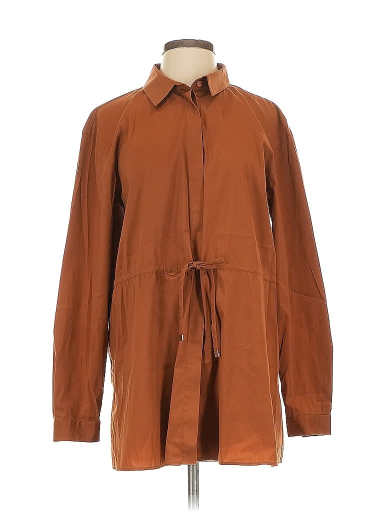 Pre-owned Lafayette 148 Long Sleeve Blouse In Brown