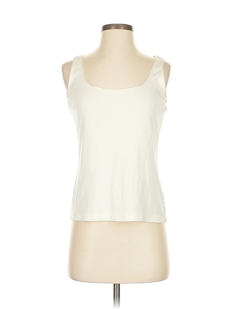 Pre-owned Sigrid Olsen Tank Top Ivory Strapless Neckline Tops In White