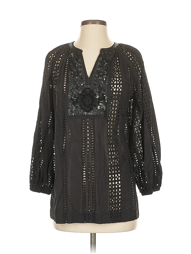 Pre-owned Chico's 3/4 Sleeve Blouse In Black