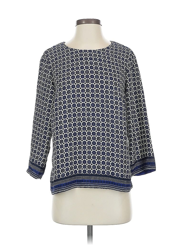 Pre-owned Cynthia Rowley Tjx 3/4 Sleeve Blouse In Blue