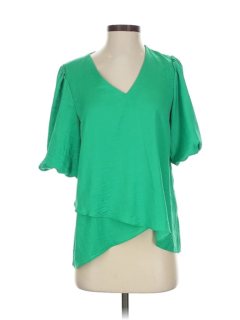 Pre-owned Entro Short Sleeve Blouse In Green