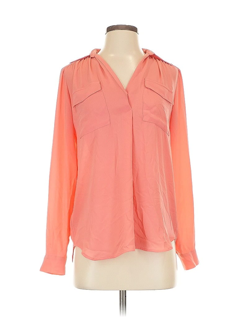 Pre-owned Ann Taylor Long Sleeve Blouse In Orange