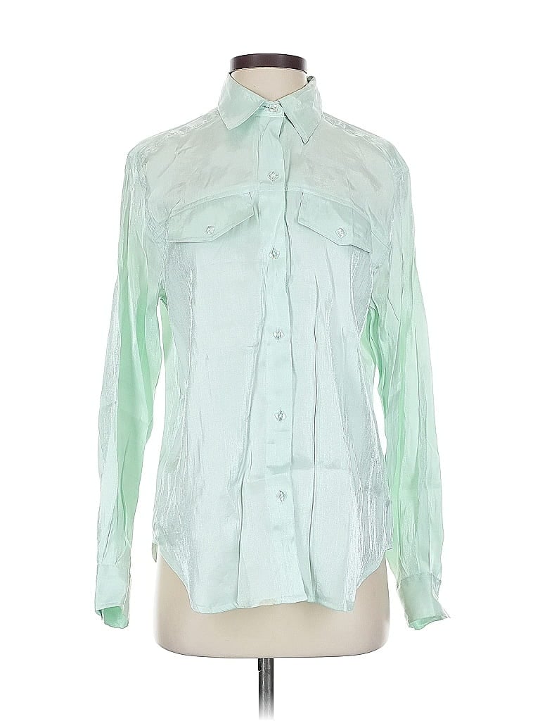 Pre-owned Caché Long Sleeve Blouse In Green