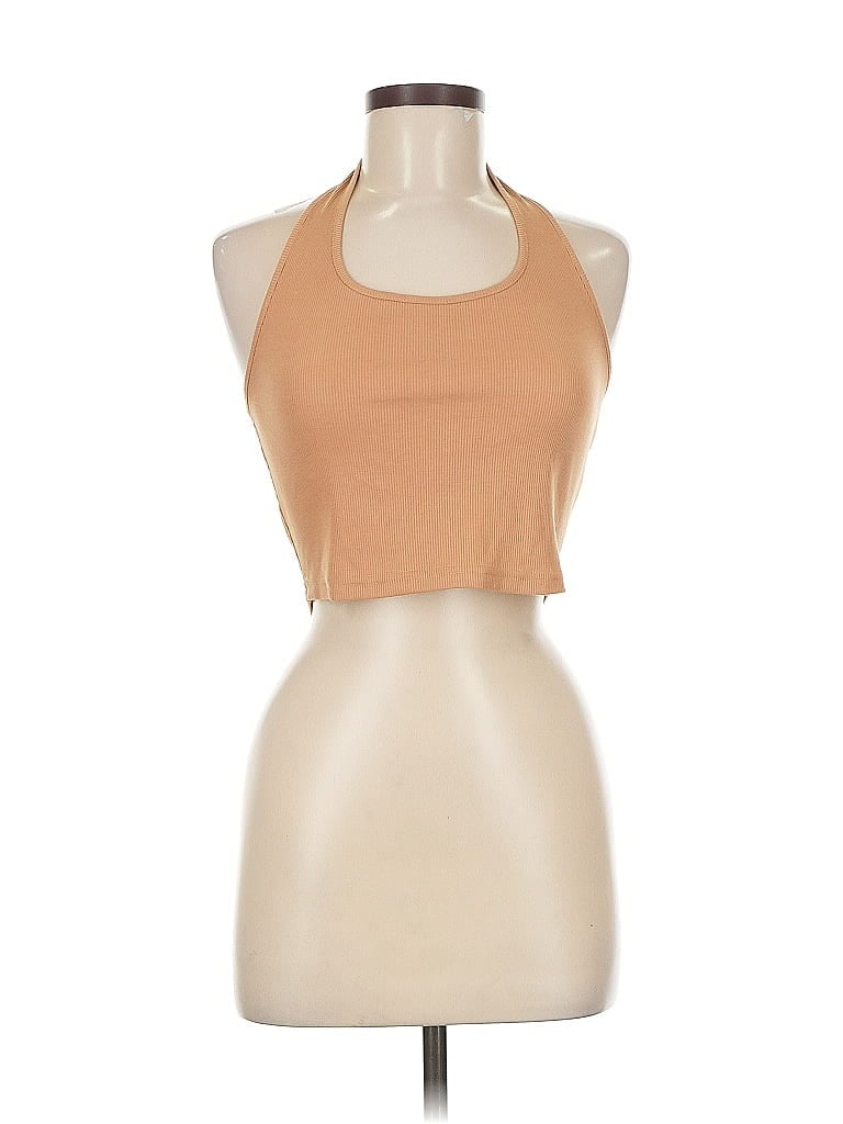 Pre-owned Unbranded Tank Top Tan Halter Neckline Tops In Brown