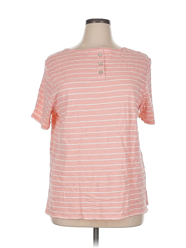 Pre-owned Chico's Short Sleeve Henley Shirt In Pink