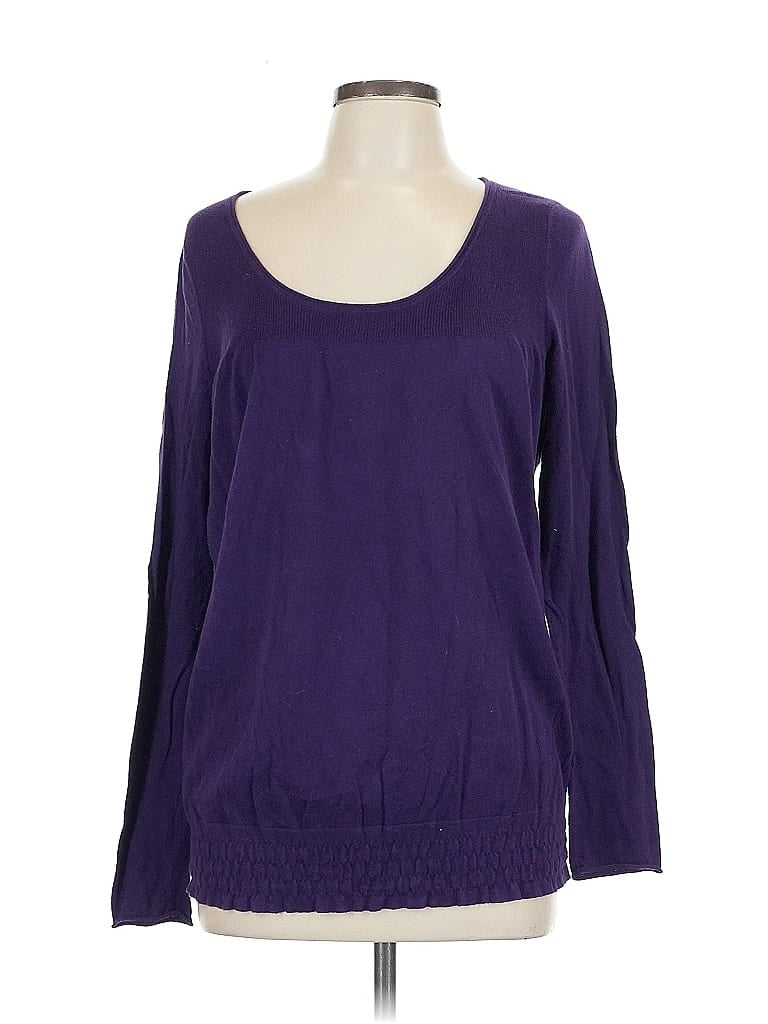 Pre-owned Ann Taylor Loft Outlet Long Sleeve Top Purple Scoop Neck Tops
