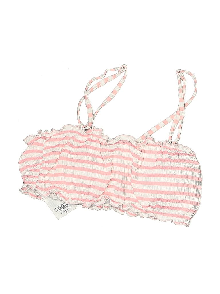 Pre-owned Vero Moda Swimsuit Top Pink Stripes Pattern Swimwear