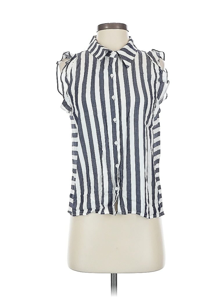 Pre-owned Bb Dakota Sleeveless Button Down Shirt In Blue