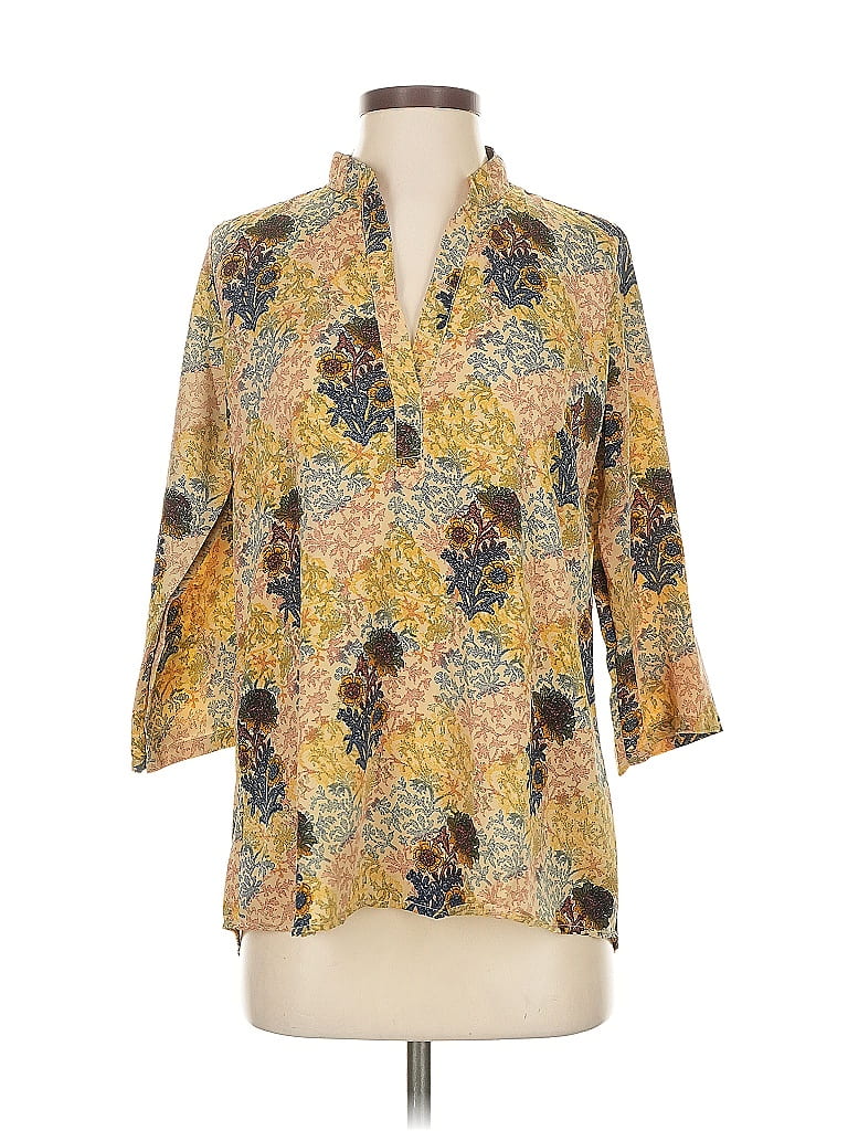 Pre-owned Assorted Brands 3/4 Sleeve Blouse In Gold