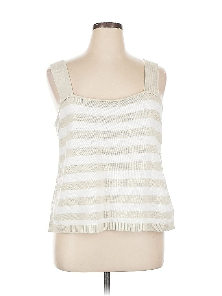 Pre-owned Upwest Tank Top Ivory Strapless Neckline Tops In White