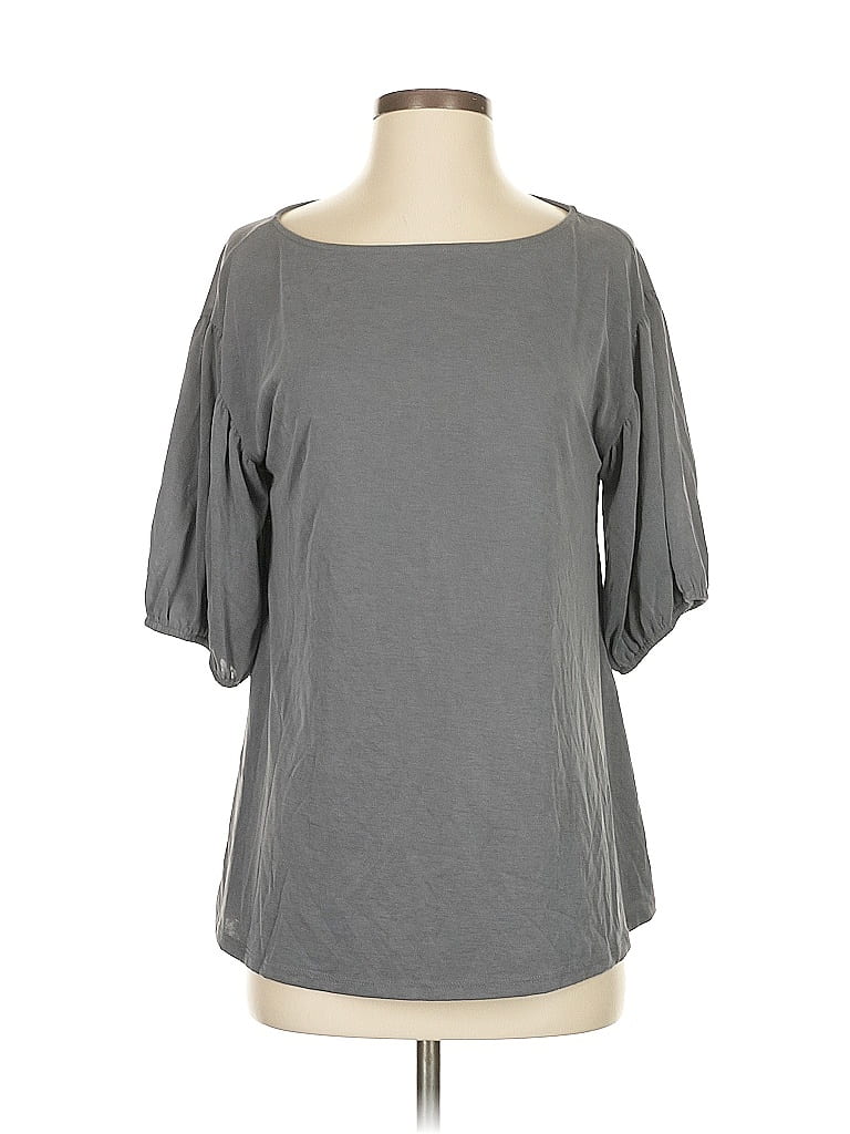 Pre-owned Hinge Short Sleeve Top Gray Boatneck Tops
