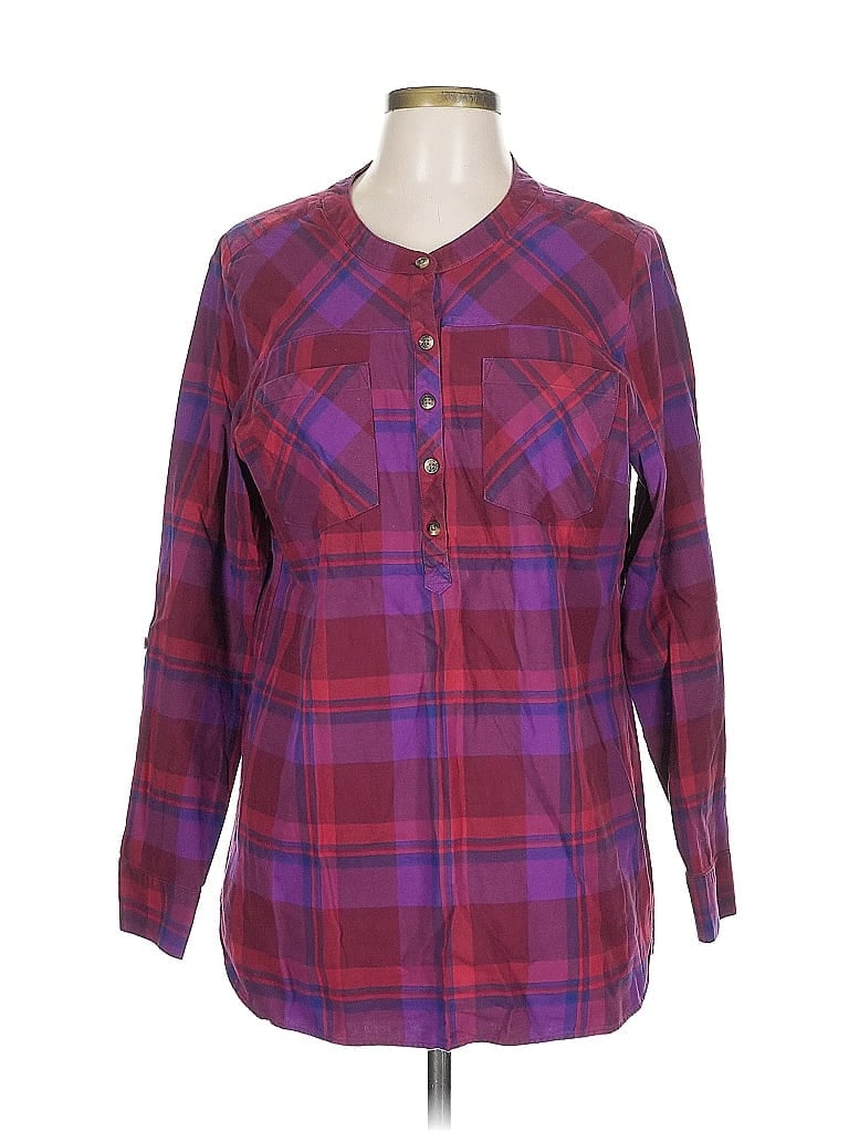 Pre-owned Eddie Bauer Long Sleeve Button Down Shirt In Burgundy