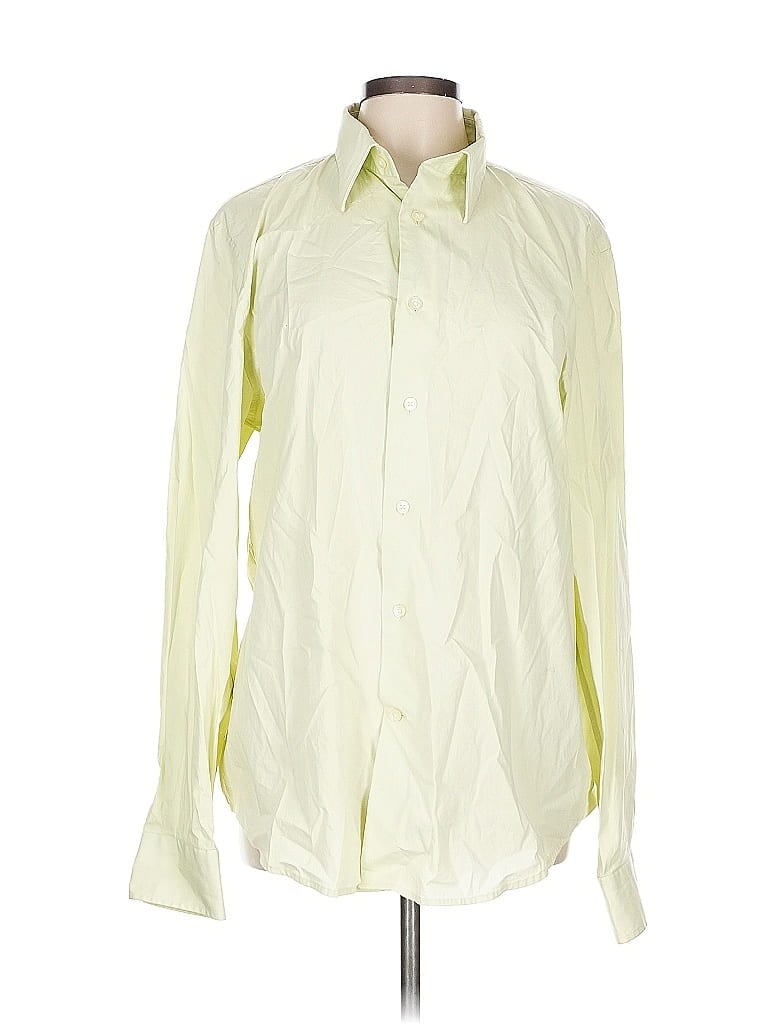 Pre-owned Express Long Sleeve Button Down Shirt In Green