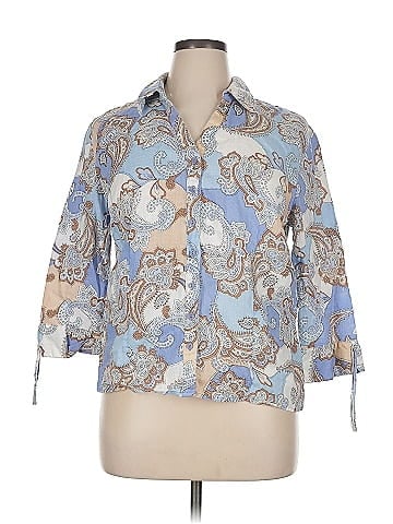 JM Collection 3/4 Sleeve Button-Down Shirt (view 1)