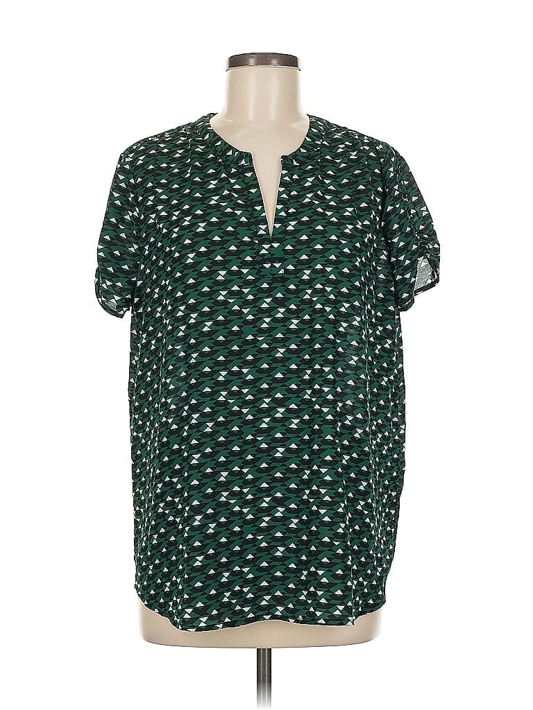 Pre-owned Pleione Short Sleeve Blouse In Green