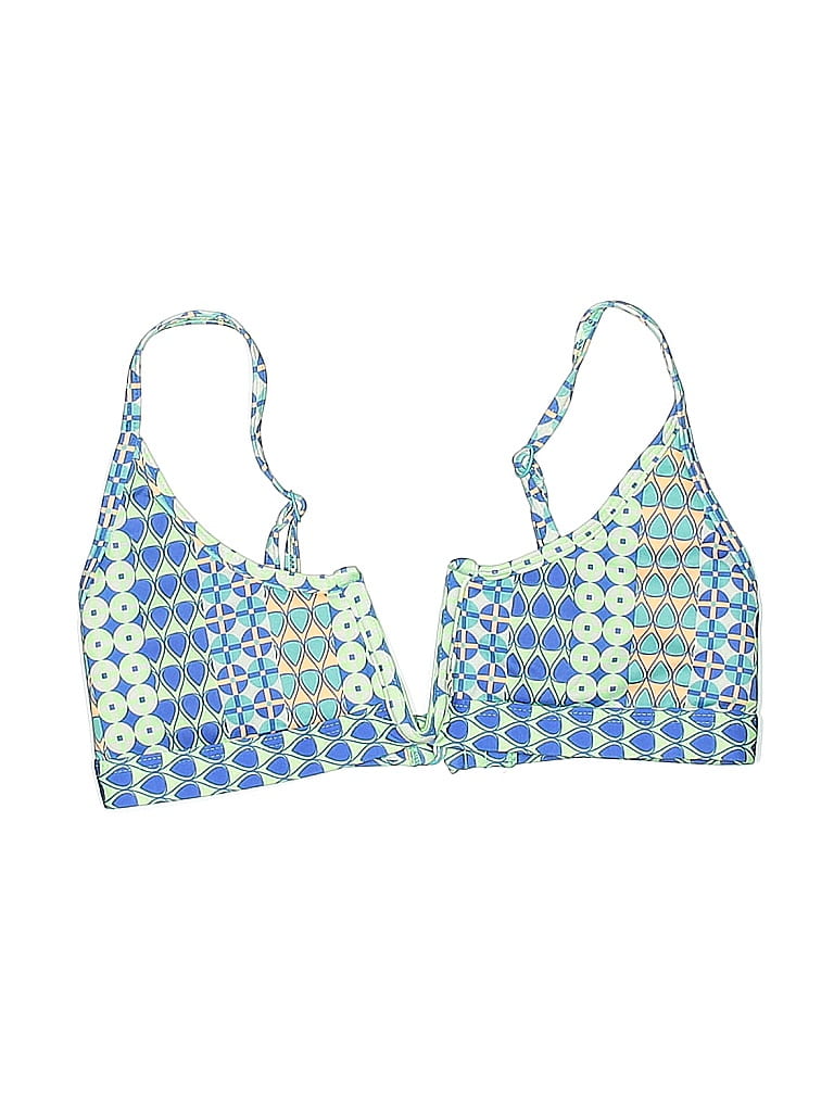 Click to view more detailed imagery on our partner's website Pre-owned One One Swimsuit Top Blue Print Pattern Swimwear
