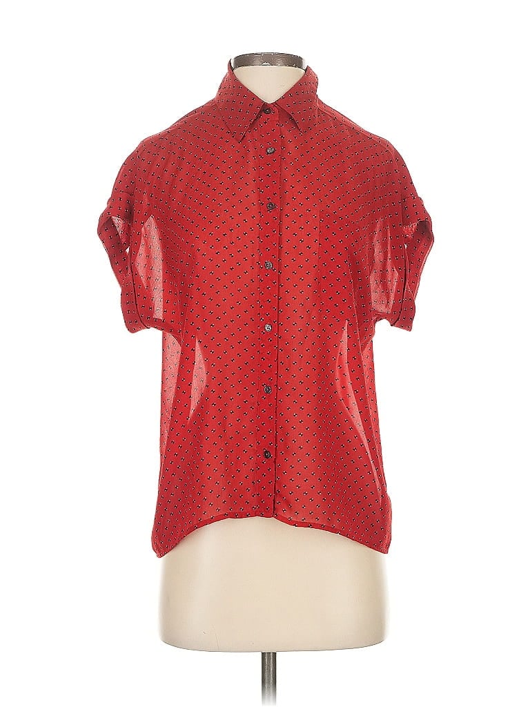 Pre-owned Mango Short Sleeve Blouse In Red