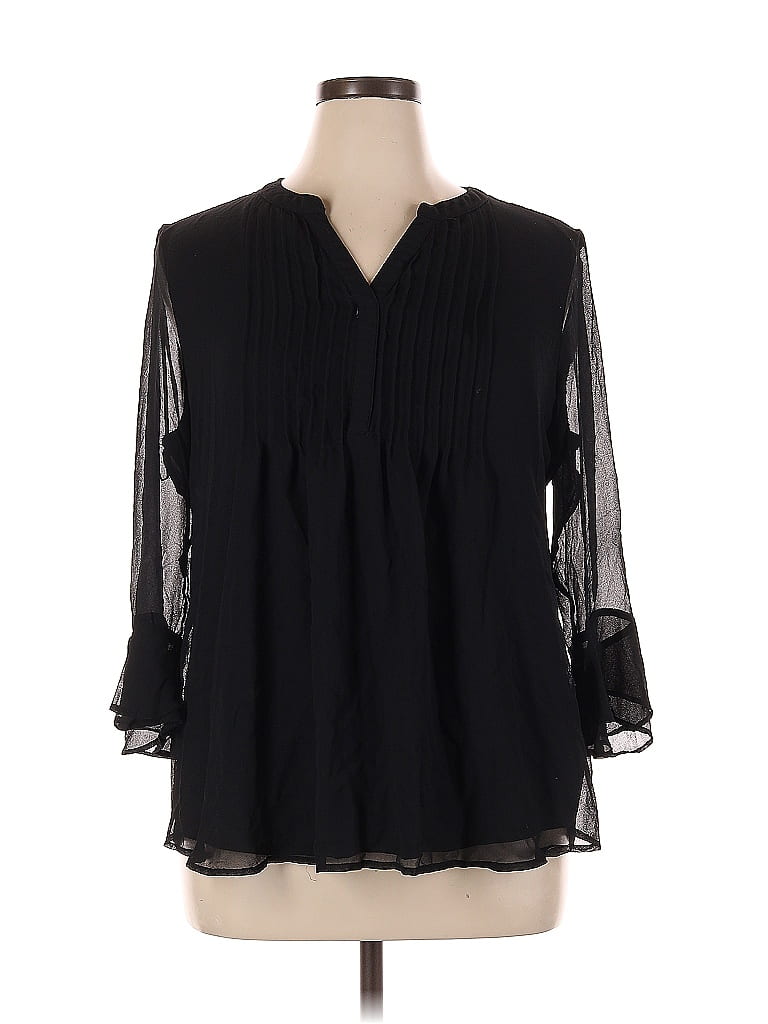Pre-owned Charter Club 3/4 Sleeve Blouse In Black