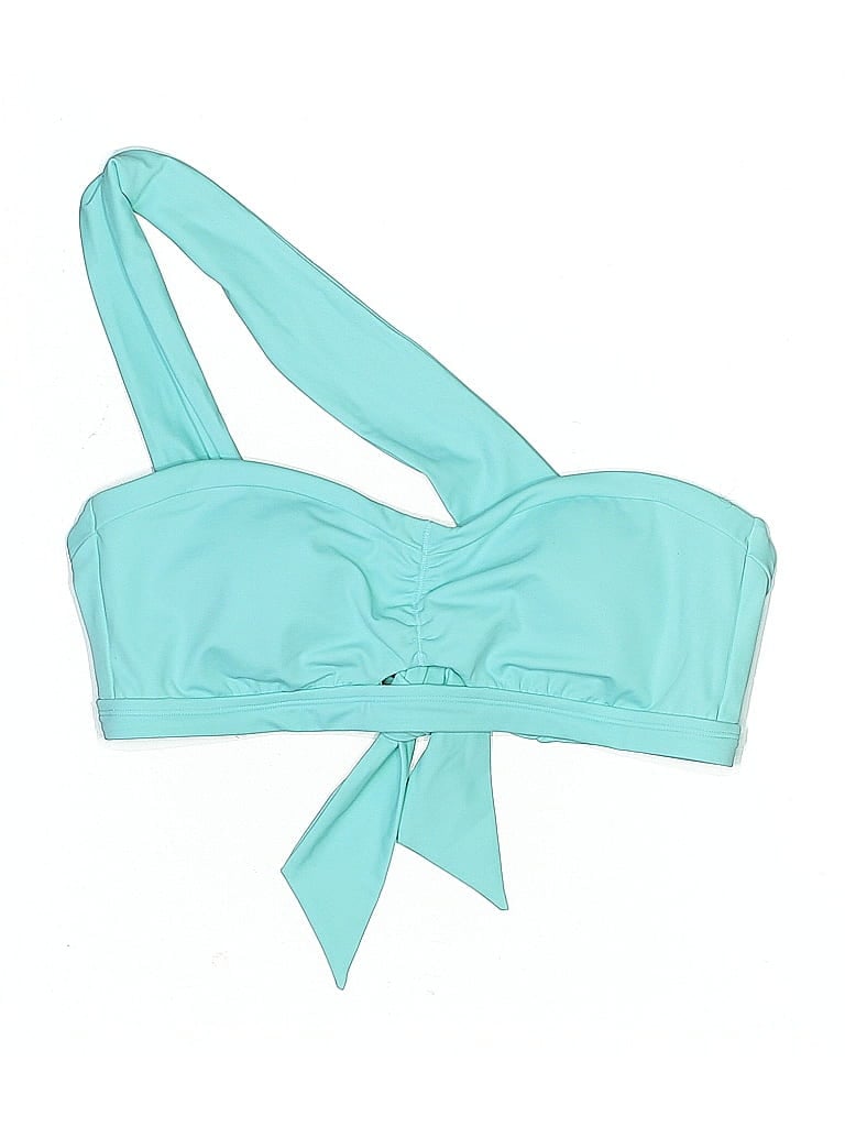 Pre-owned Time And Tru Swimsuit Top Teal Swimwear In Blue