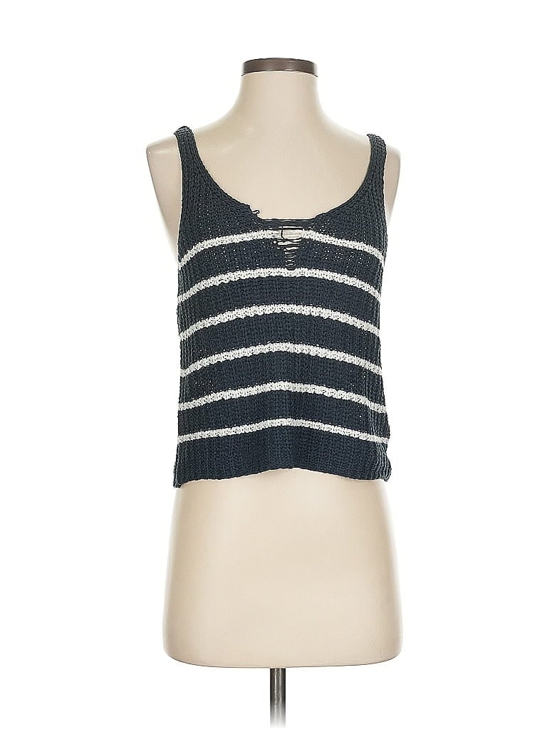 Pre-owned Blue Rain Tank Top Blue Strapless Neckline Tops