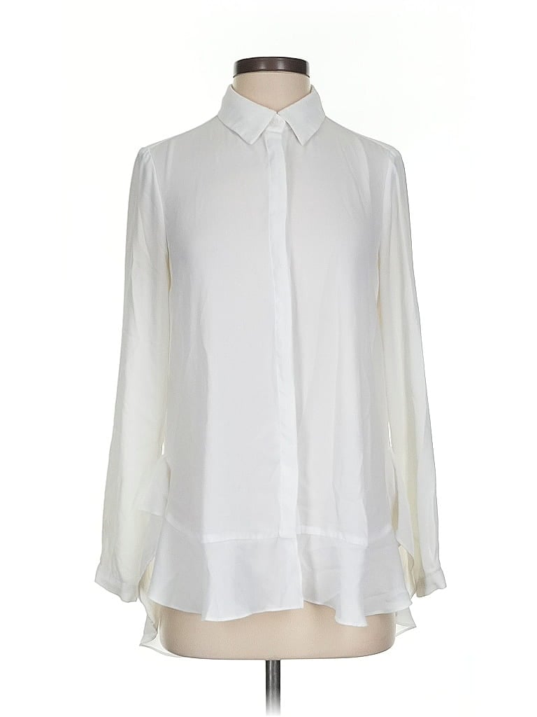 Pre-owned Pleione Long Sleeve Blouse In White