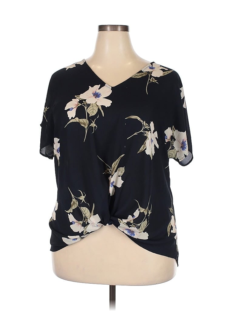 Pre-owned West Kei Short Sleeve Blouse In Black