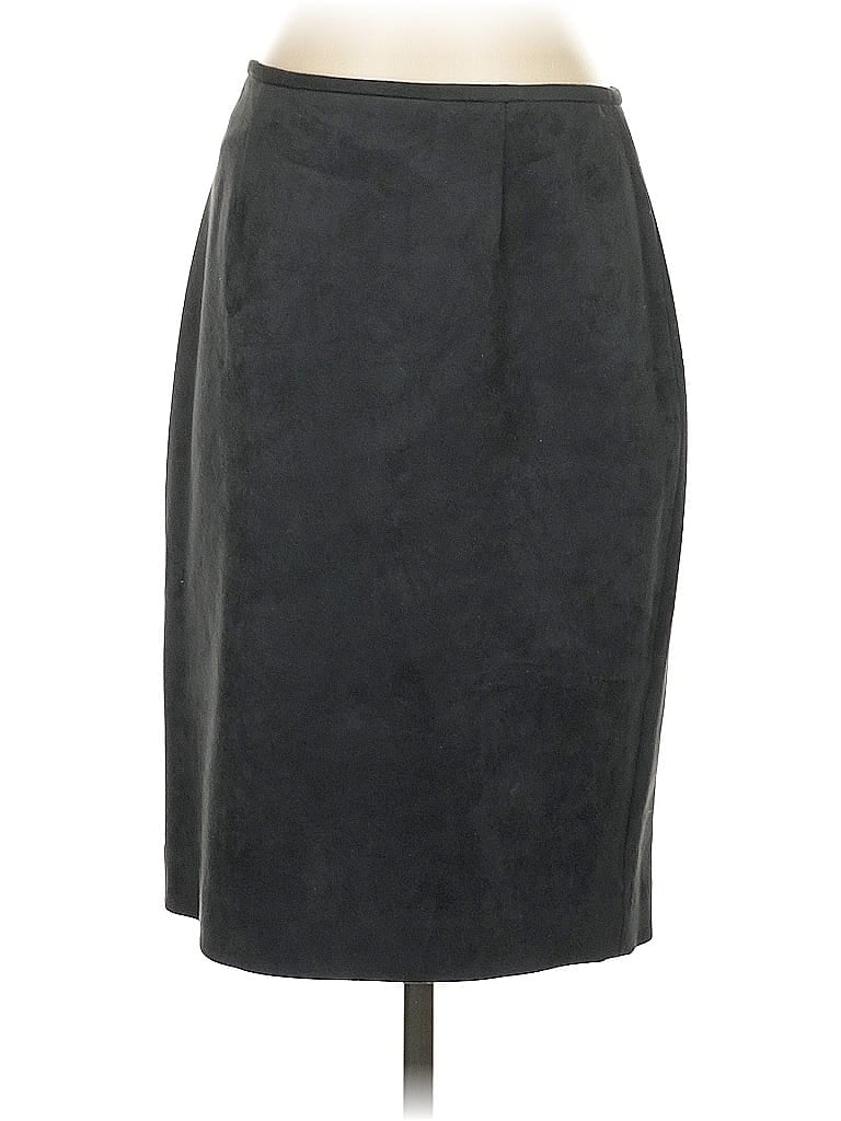Pre-owned Calvin Klein Faux Leather Skirt In Gray