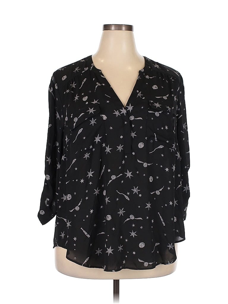 Pre-owned Torrid 3/4 Sleeve Blouse In Black