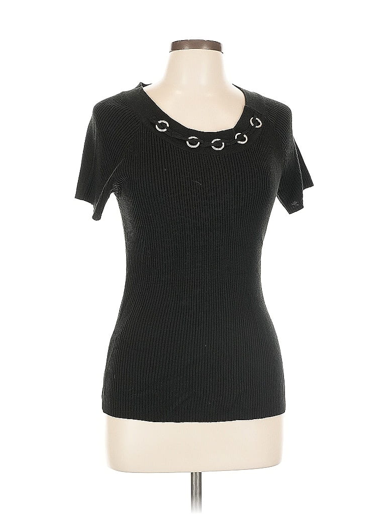 Click to view more detailed imagery on our partner's website Pre-owned 89th & Madison Short Sleeve Top Black Scoop Neck Tops