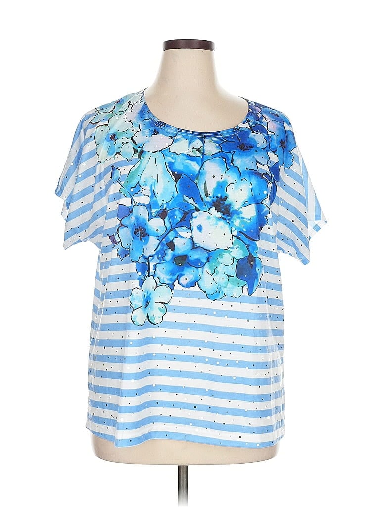 Pre-owned Rebecca Malone Short Sleeve Blouse In Blue