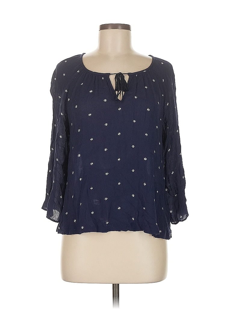 Pre-owned Aerie 3/4 Sleeve Blouse In Blue