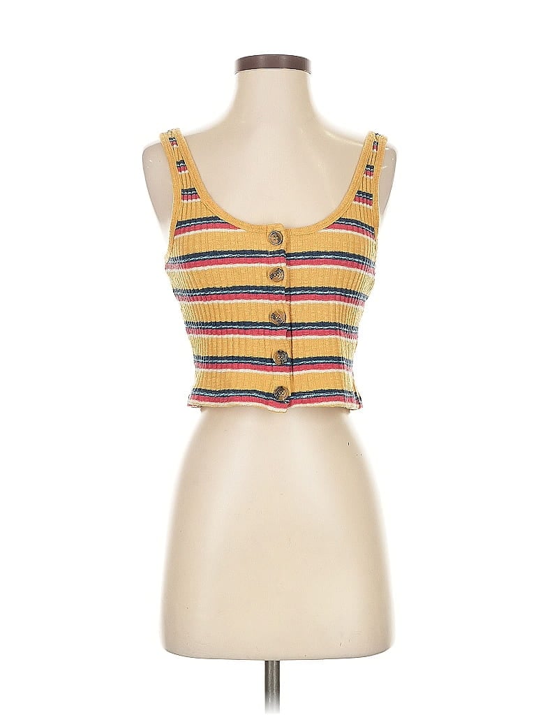 Pre-owned Forever 18 Tank Top Yellow Sweetheart Neckline Tops