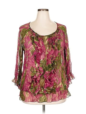 AK Anne Klein 3/4 Sleeve Silk Top (view 1)