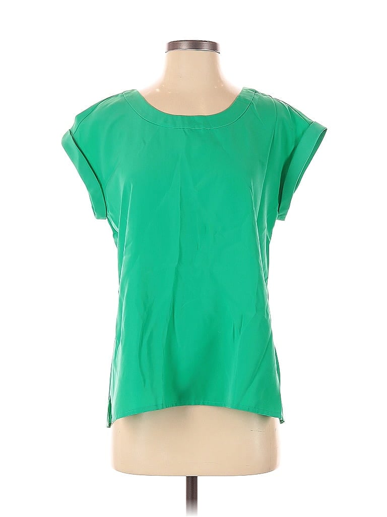 Pre-owned Ann Taylor Factory Short Sleeve Top Green Scoop Neck Tops