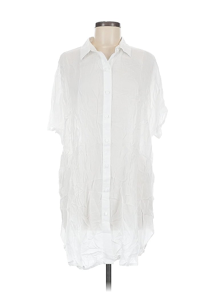 Pre-owned Aqua Short Sleeve Blouse In White