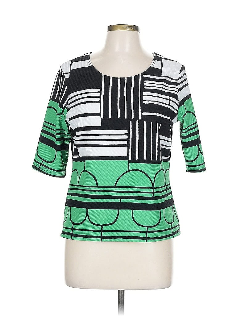Pre-owned Allison Taylor Short Sleeve Top Green Square Neckline Tops