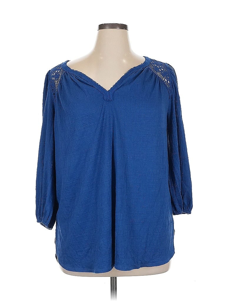 Pre-owned Max Studio 3/4 Sleeve Blouse In Blue