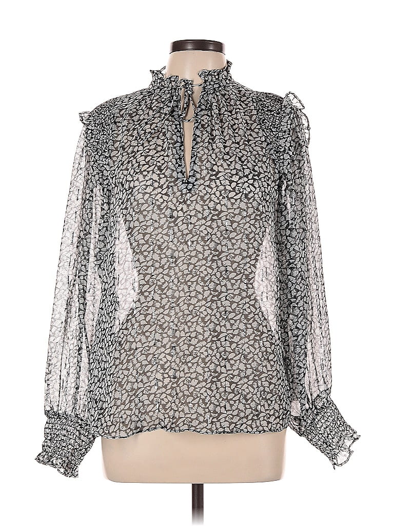 Pre-owned Mng Long Sleeve Blouse In Silver