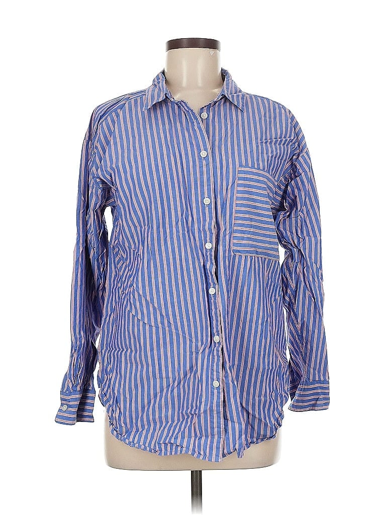 Pre-owned Ann Taylor Loft Long Sleeve Button Down Shirt In Blue