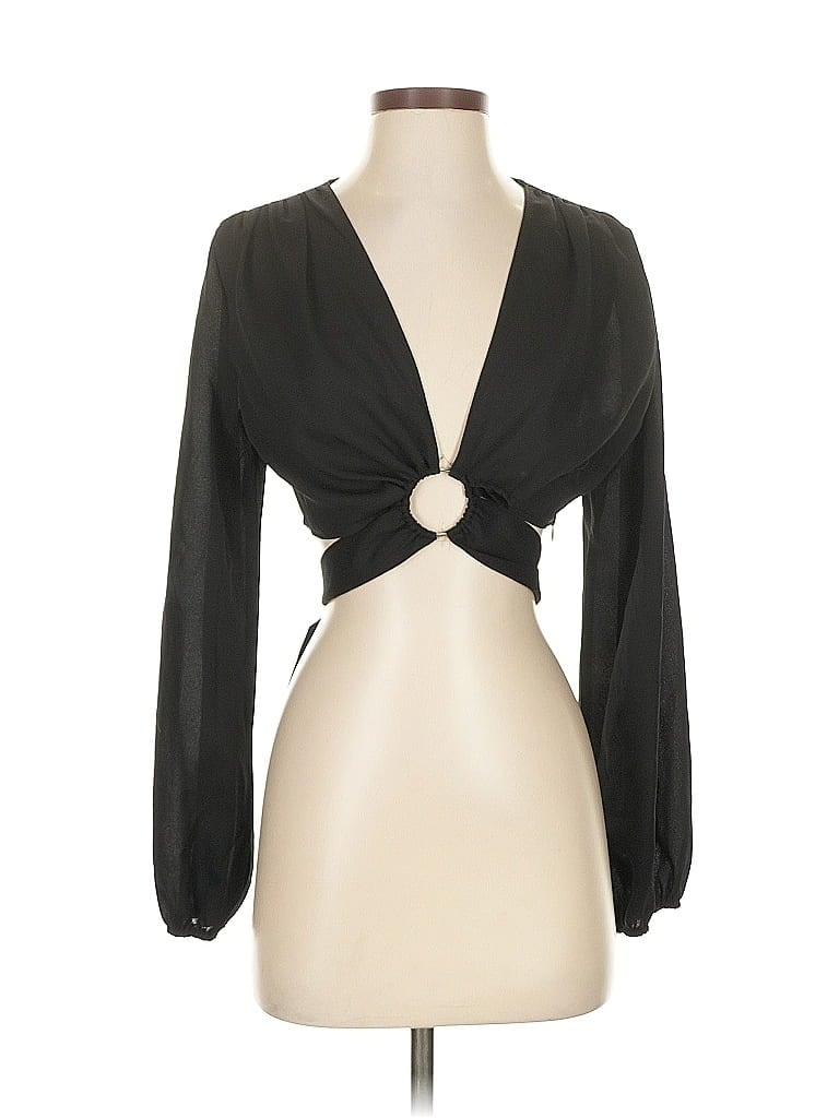 NASTY GAL INC. Pre-owned 3/4 Sleeve T-shirt In Black