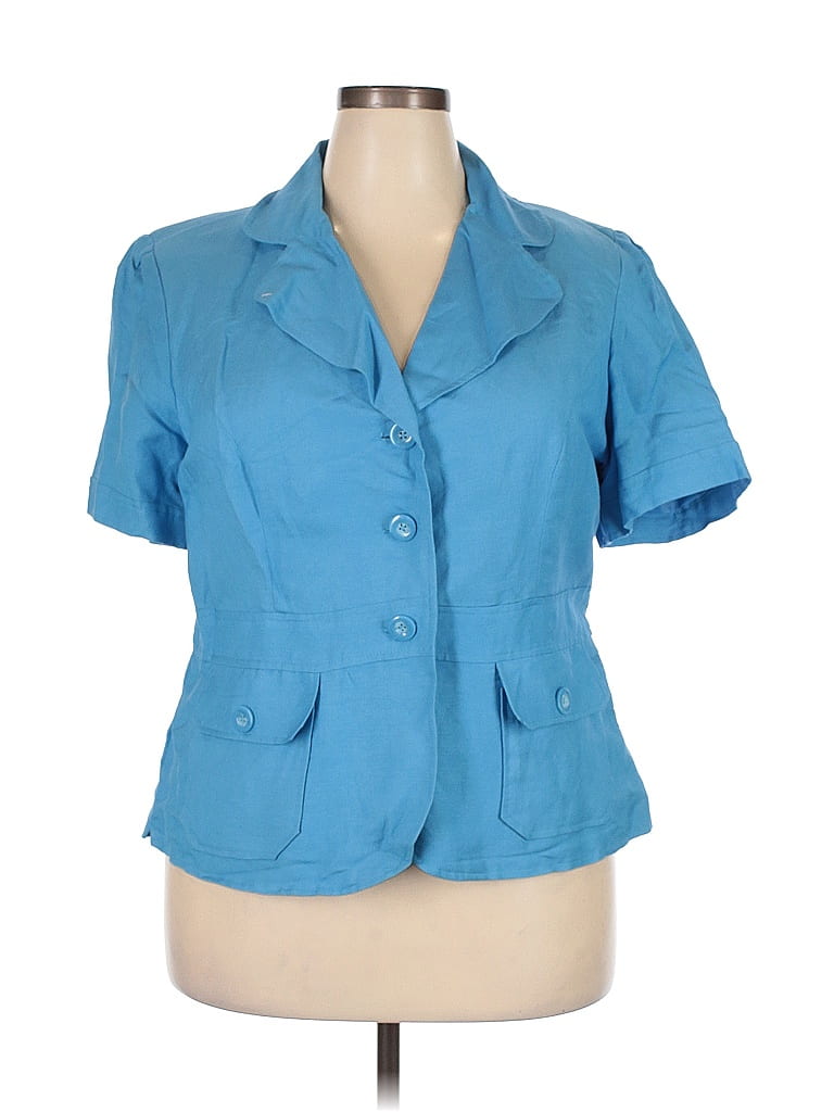Pre-owned Maxie Klein Collections Short Sleeve Blouse In Blue