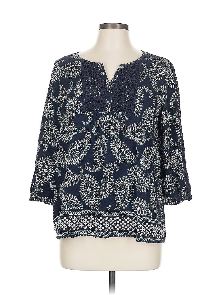 Pre-owned Crown & Ivy 3/4 Sleeve Blouse In Black