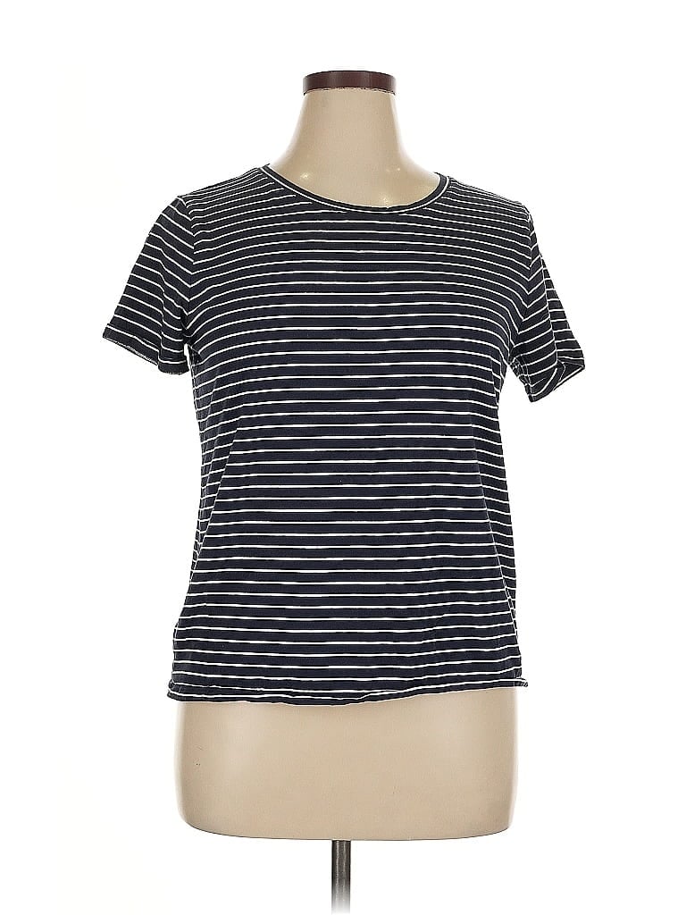 Pre-owned Ann Taylor Factory Short Sleeve T-shirt In Blue