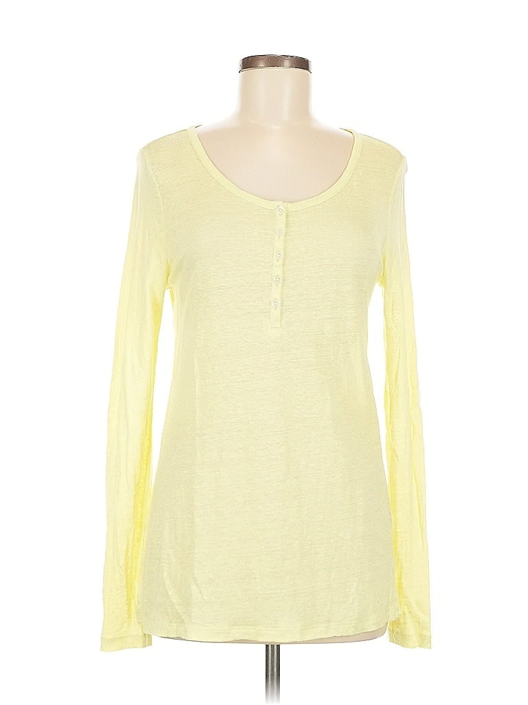 Pre-owned Banana Republic Long Sleeve Henley Shirt In Yellow