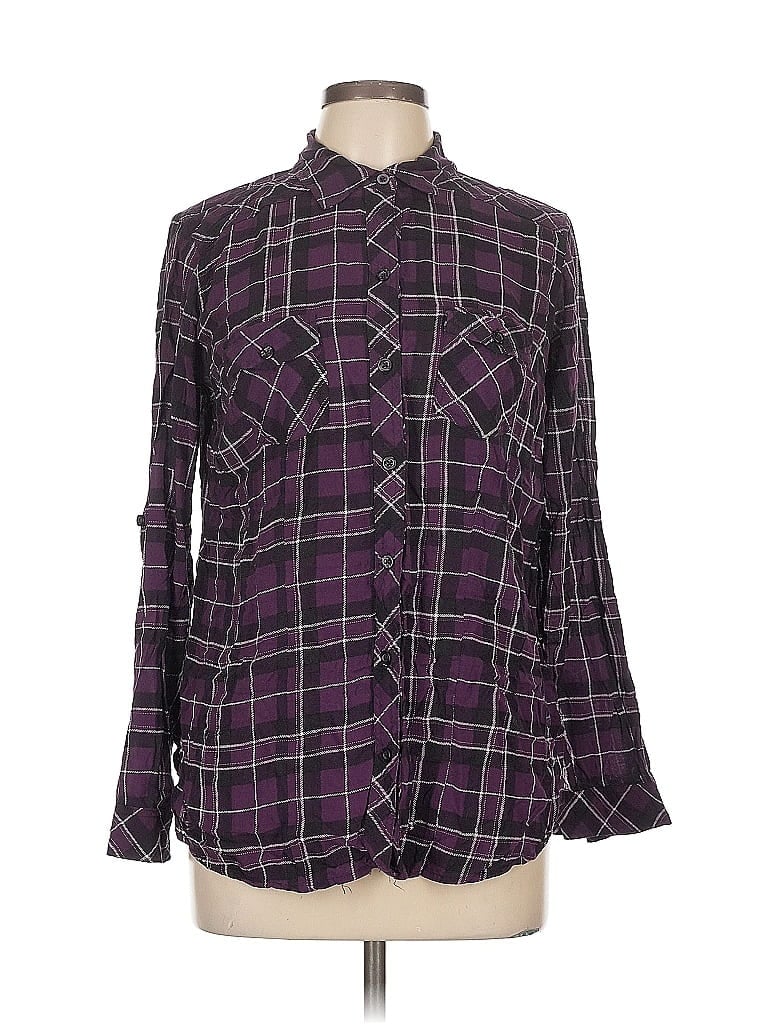 Pre-owned Torrid Long Sleeve Button Down Shirt In Purple