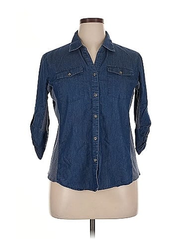 NY Collection 3/4 Sleeve Button-Down Shirt (view 1)