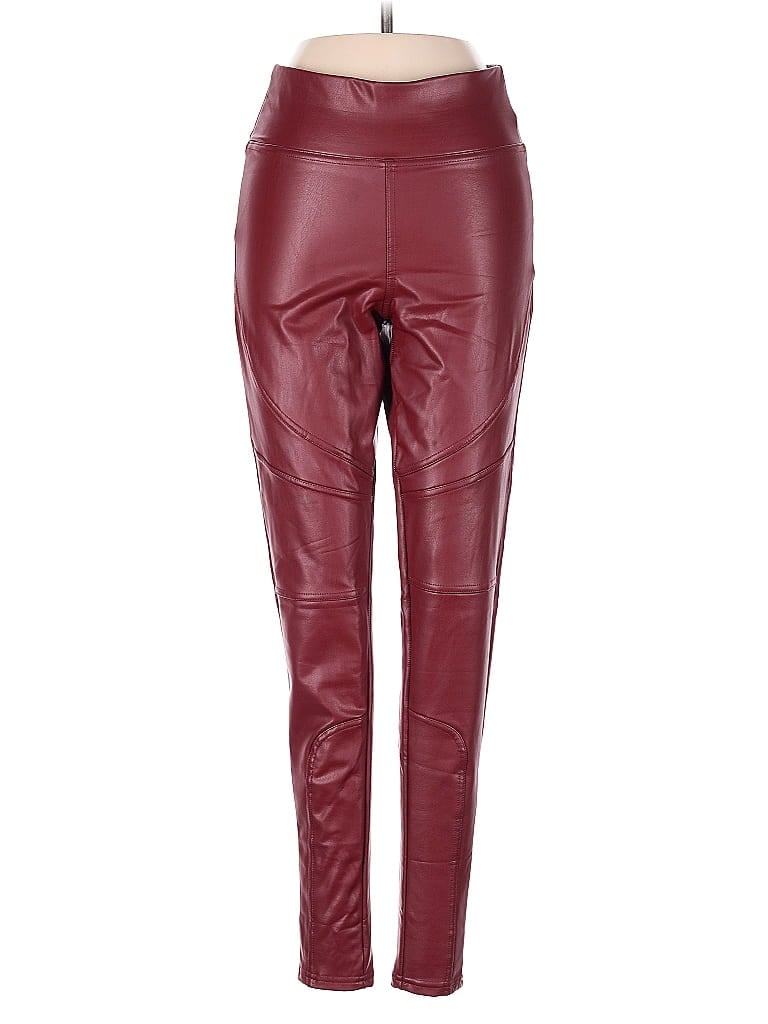 Pre-owned Popular 21 Faux Leather Pants In Burgundy