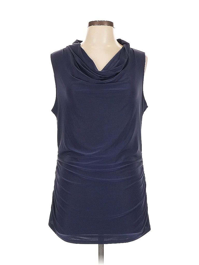 Pre-owned Dana Buchman Sleeveless Top Blue Cowl Neck Tops