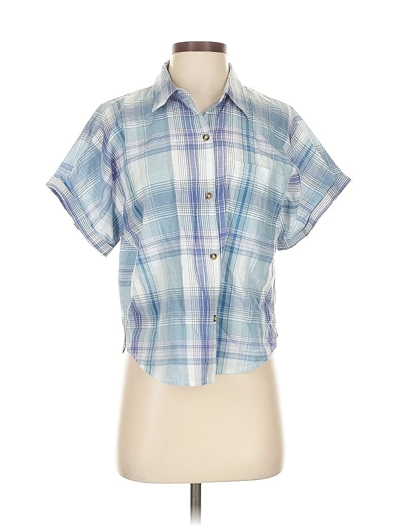 Pre-owned Lucky Brand Short Sleeve Button Down Shirt In Blue